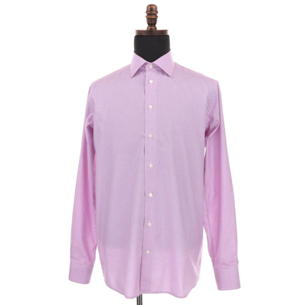 Eton Contemporary Fit Dress Shirt Men's 16.5 Pink/White Plaid Recent